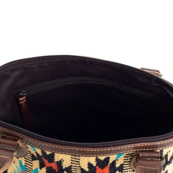 Myra Bag Handmade Chulo Tote Bag Upcycled Canvas & Cowhide Leather - Picture 7 of 12